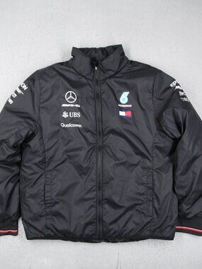 AMG Petronas Motorsport Jacket Mens 2XL Black Full Zip F1 Racing Puffer